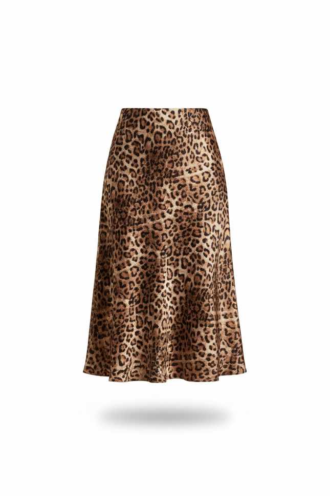 Jupe Léopard Fluide Midi Élégante Sophistiquée