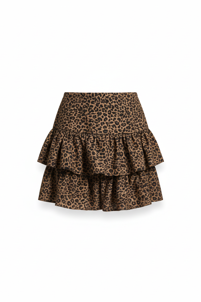 Jupe Léopard Courte À Volants Chic Ludique