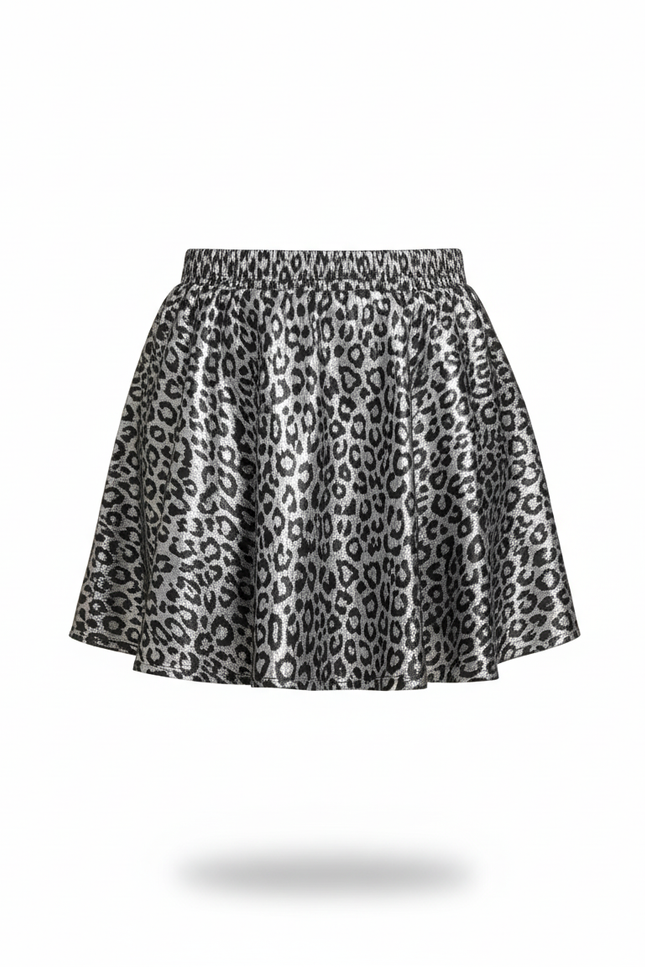 Jupe Léopard Argentée Évasée Chic