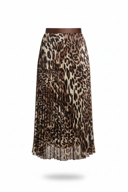 Jupe Plissée Longue Leopard