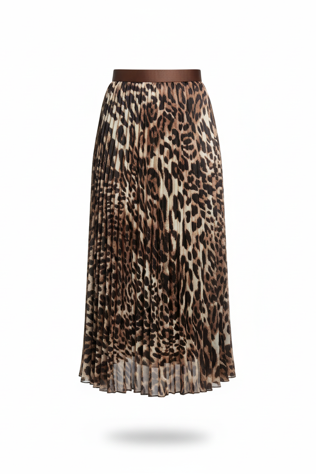Jupe Plissée Longue Leopard