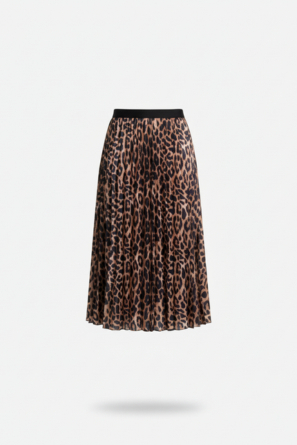 Jupe Midi Leopard Satin