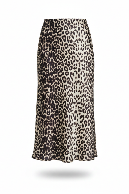 Jupe Léopard Satin Fluide Élégante Chic