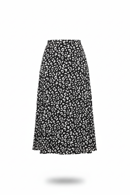 Jupe Léopard Noire Fluide Élégante