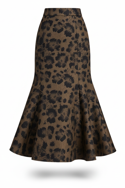 Jupe Léopard Coupe Sirène Élégante