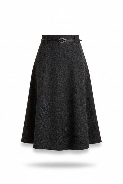 Jupe Léopard Évasée Vintage Élégante