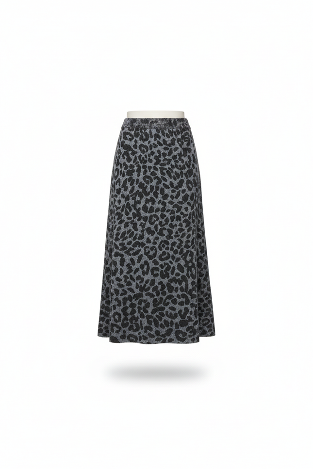 Jupe Léopard Maille Grise Élégante