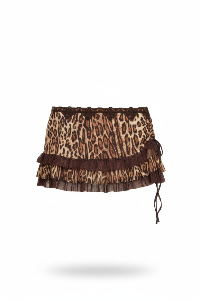 Jupe Léopard Mini Volants Chic