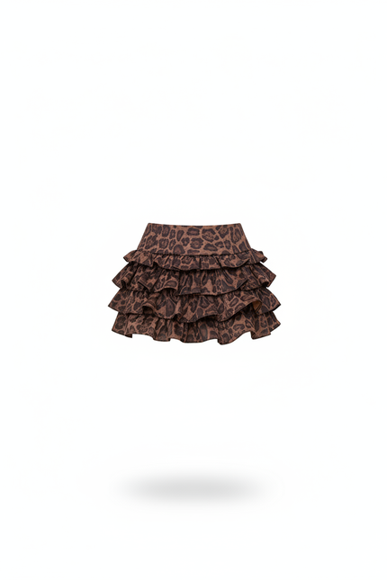 Jupe Léopard À Volants Mini Chic