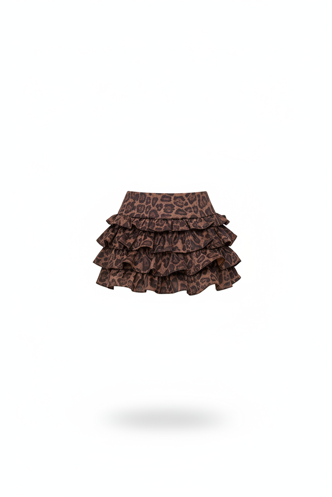 Jupe Léopard À Volants Mini Chic