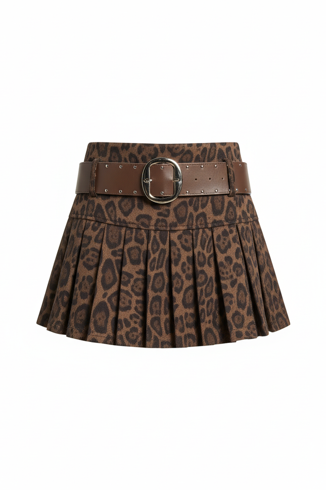 Jupe Léopard Mini Plissée Vintage