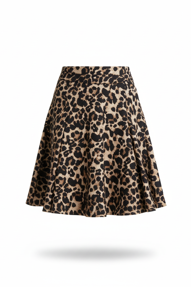 Jupe Léopard Courte Évasée Chic
