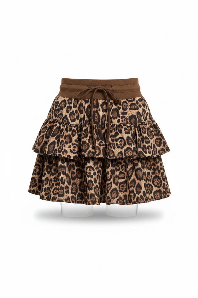 Jupe Léopard Courte Volants Chic