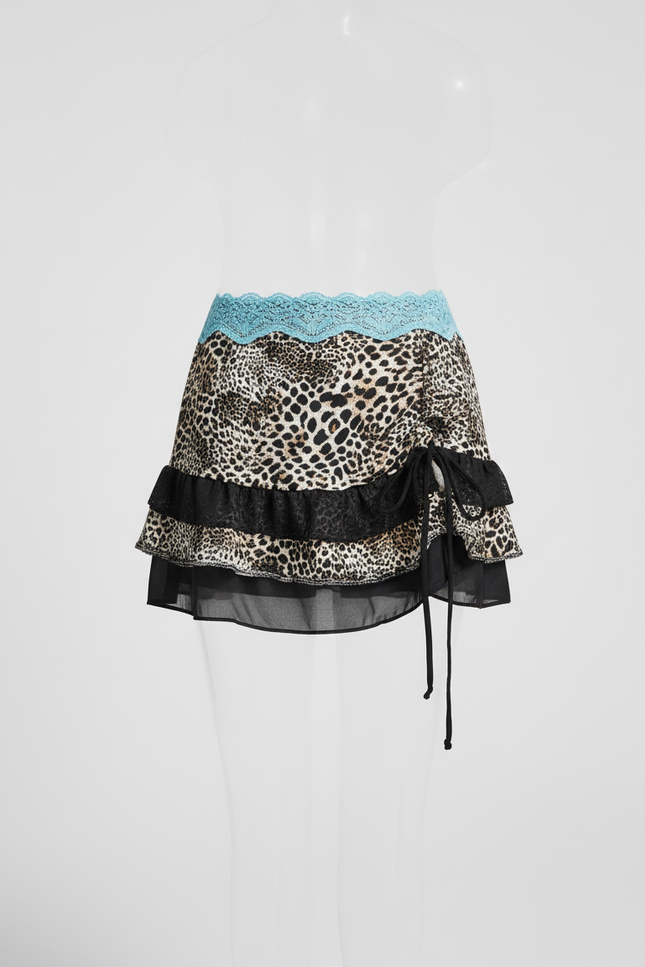 Jupe Léopard Volants Dentelle Chic