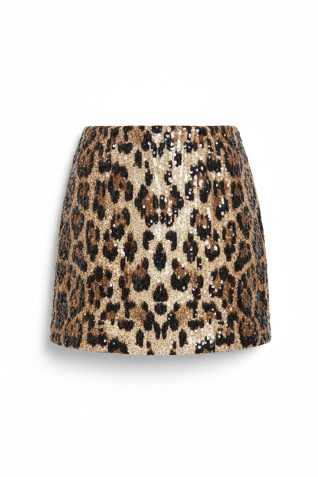 Jupe Léopard Paillettes Mini Chic Festive